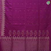 Purple group honey drop meena work butta design self gold zari meena work rangoli border soft silk saree