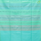 Tri color designed partial lines design borderless color full pallu soft silk saree