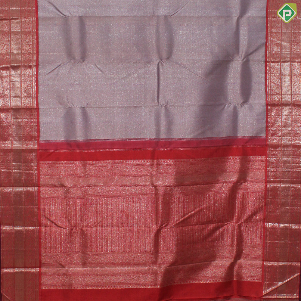 Peach Pink Gold Zari With Fanta Orange Border Tissue Traditional Silk Saree