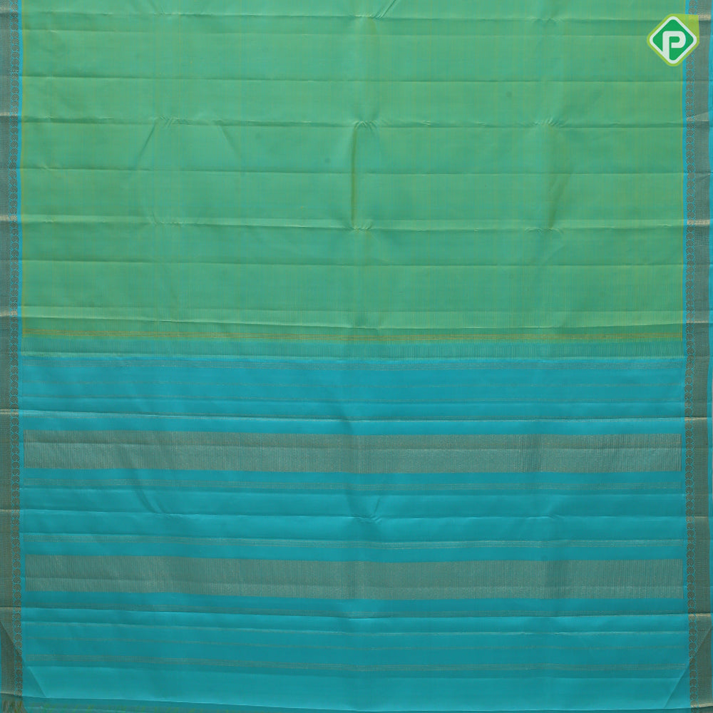 Pista green dual done plain weaved Rexona green gold zari elephant butta line border plain traditional vintage silk saree
