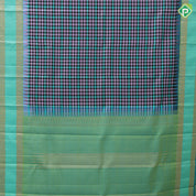 Multi color paalum pazhamum checks dual green green gold zari retta pett border traditional silk saree