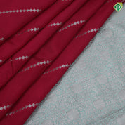 Dark Colour Based Silver Zari Diamond Cross Design Contrast Border Flower Design Fancy Cotton Saree
