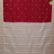 Chilly Red Gold Zari Peacock Motif Design Cream White Peacock Border Design Traditional Silk Saree