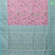 Flamingo pink multi color zari grand floral meena work rexona green rich border Exclusive grand bridal silk saree
