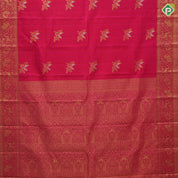 Rani Pink Gold Silver Zari Bride Butta Design Self Colour VanaSingaram Border Design Trendy Silk Saree