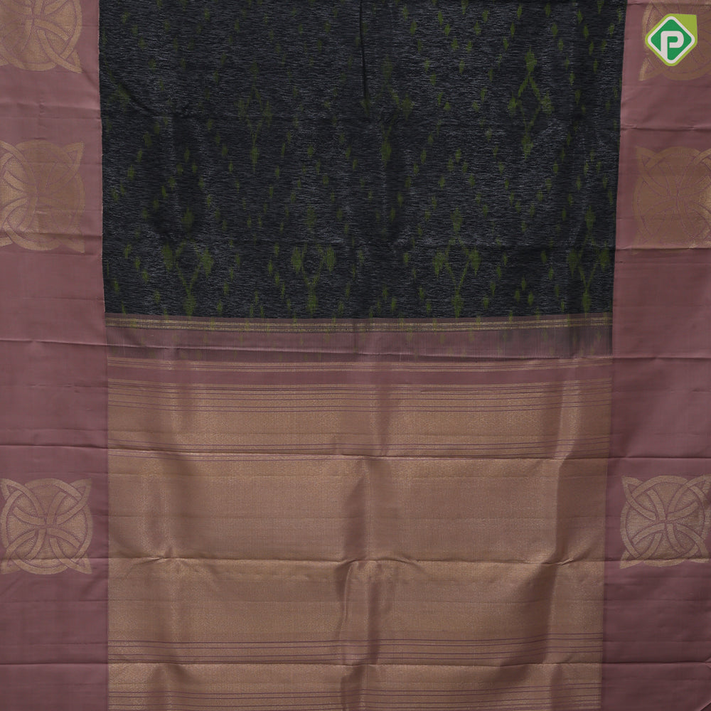 Black Colour Silver Zari Cloud Style Design Coffee Brown Colour Circle Design Luxury Black Silk Saree