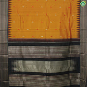 Mustard Mango and Flower Motif With Block Color Temple Design Border Traditional Silk Saree