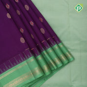 Purple silver gold zari butta meena work leaf gold zari border kuppadam silk cotton saree