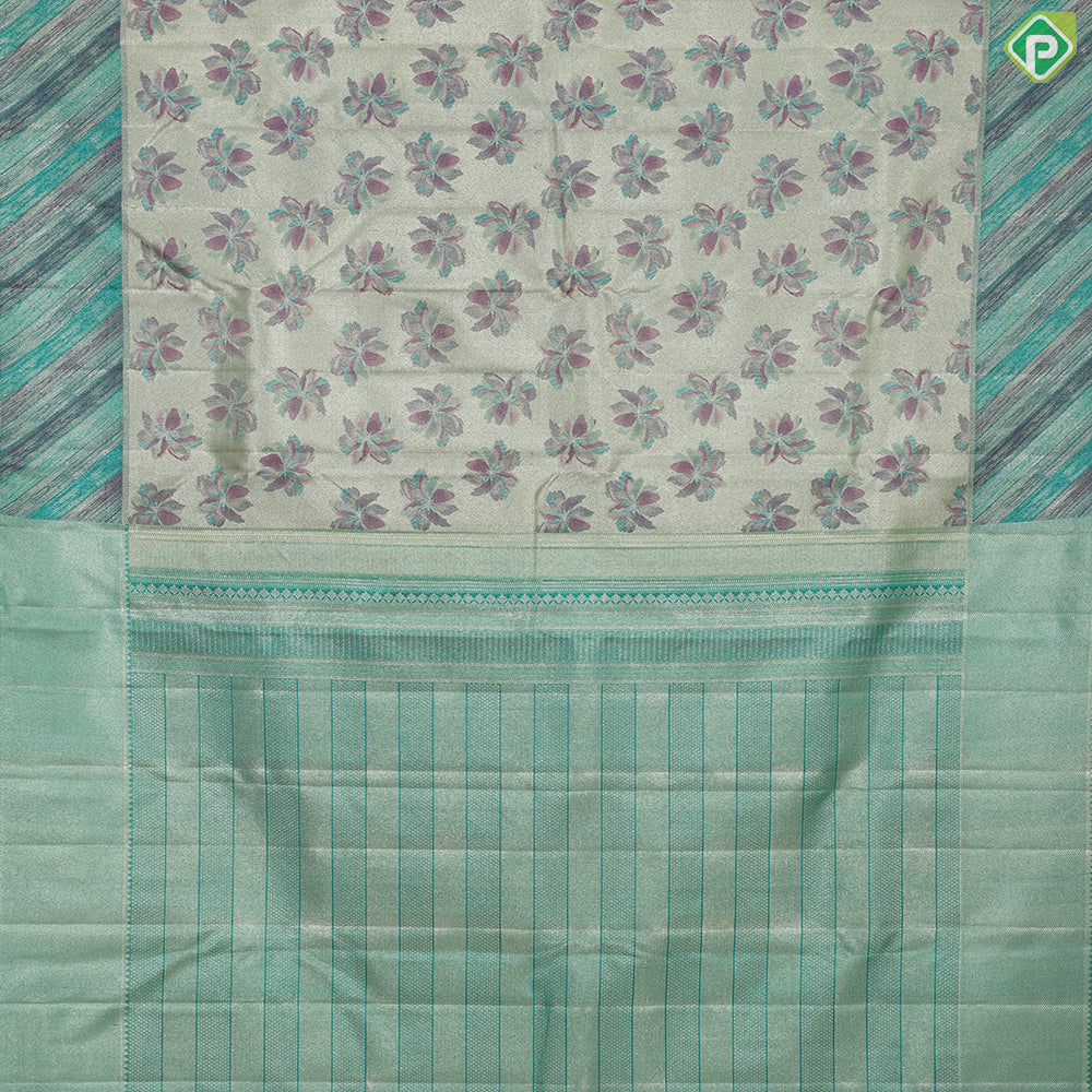 Elechi green multi color flower design Green Multi color cross border tissue trendy silk saree