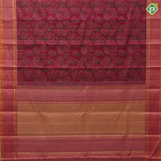 Rani Pink Gold Zari Flower Design Peach Floral Border Design Grand Silk Saree