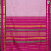 peach with pink silk thread small checkered contrast pink with gold zari rettapet gap border traditional silk saree