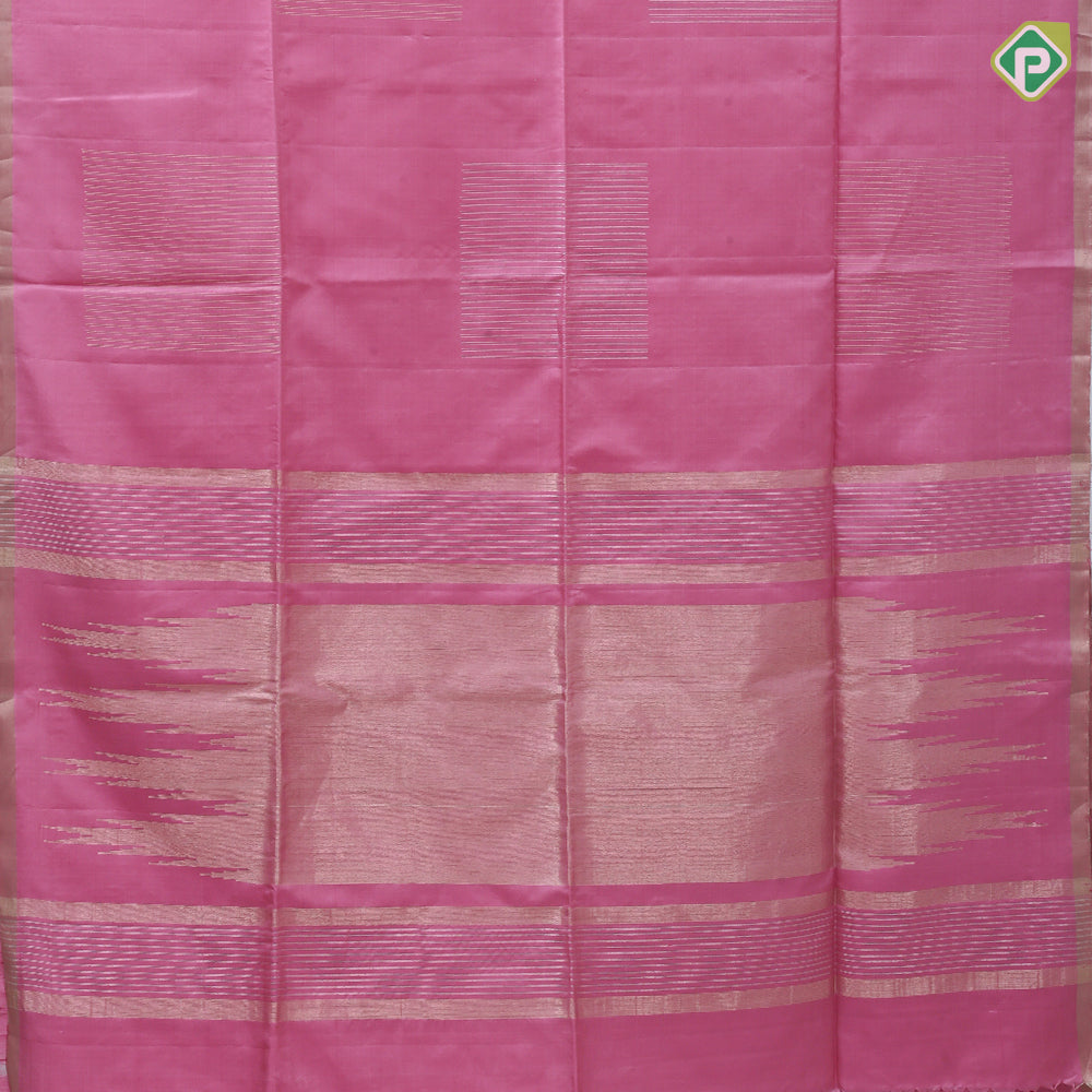 onion pink grouped gold zari lines box shape self color gold zari border soft silk saree