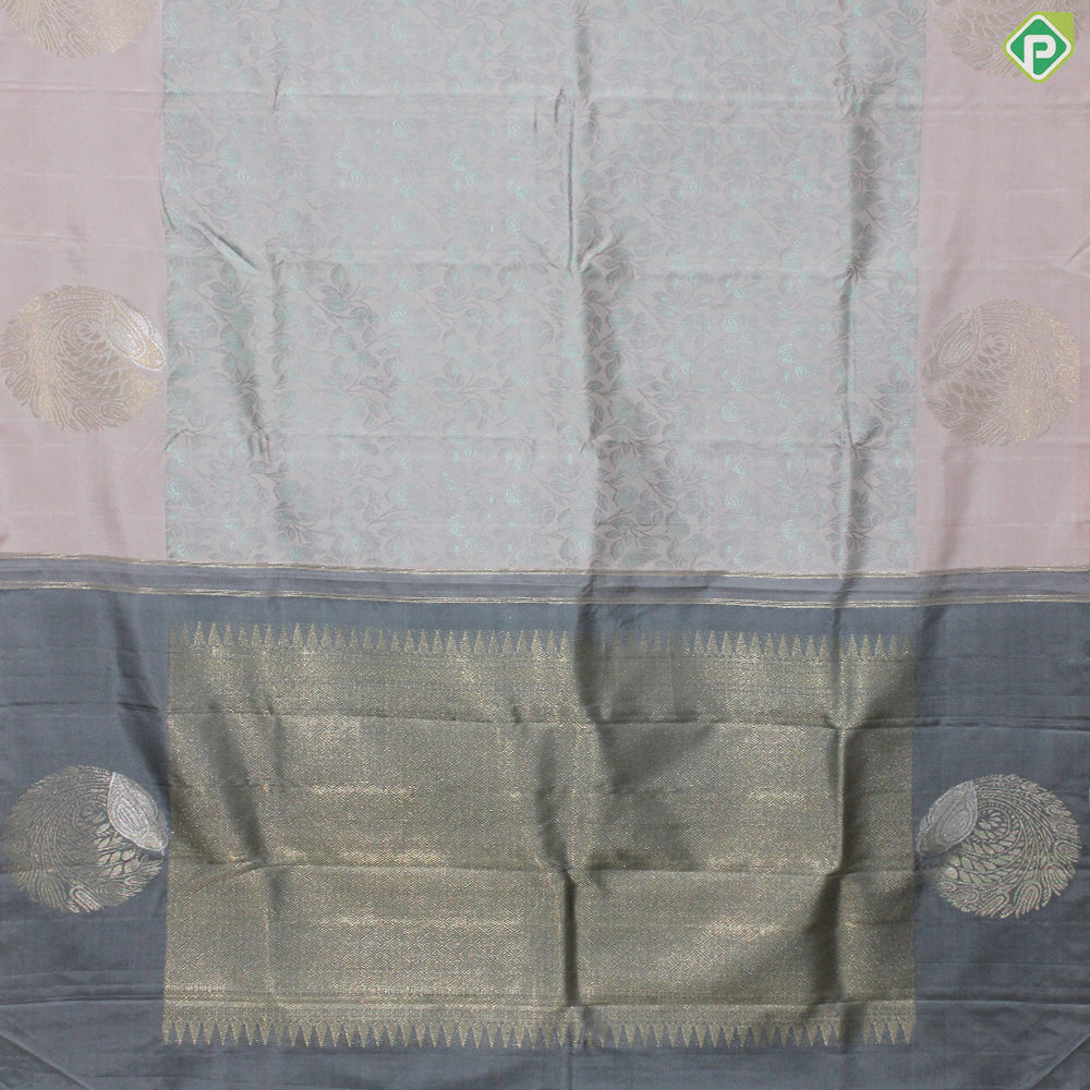Lilac Lavender sea green flower design Self Border trendy designer silk saree