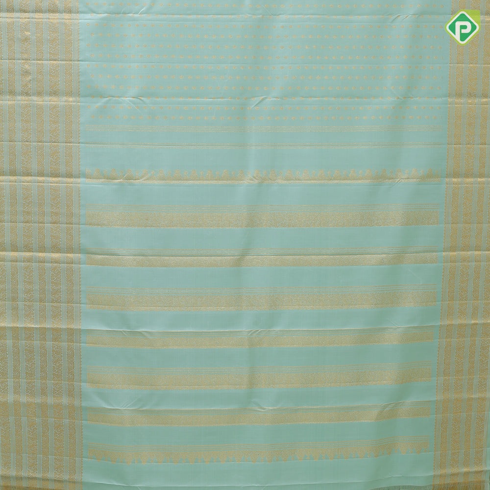 Pista green gold zari thousand butta design self gold zari multi design lines border traditional silk saree