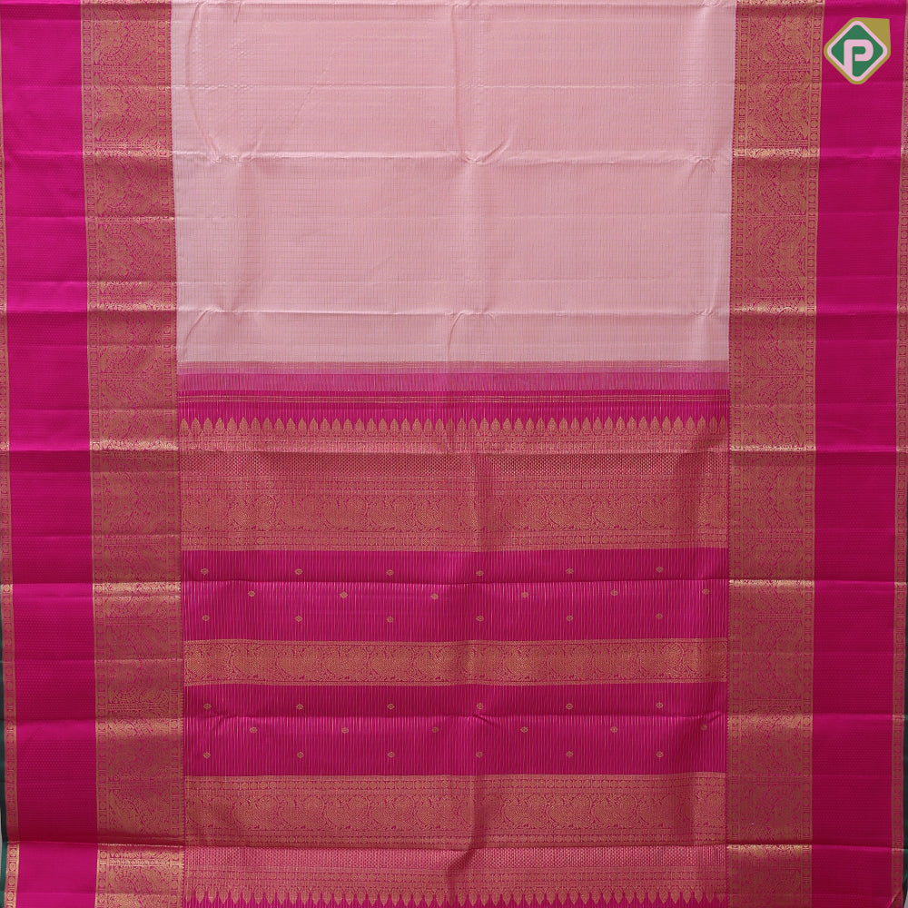 peach pink gold zari vairaoosi kattam rani pink gold zari double peacock arch design bentex border vintage silk saree