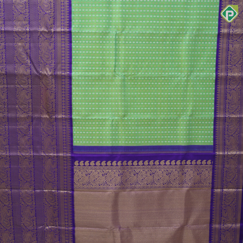 Pista green silver gold zari thousand butta design purple blue gold zari peacock butta lines high border bridal silk saree