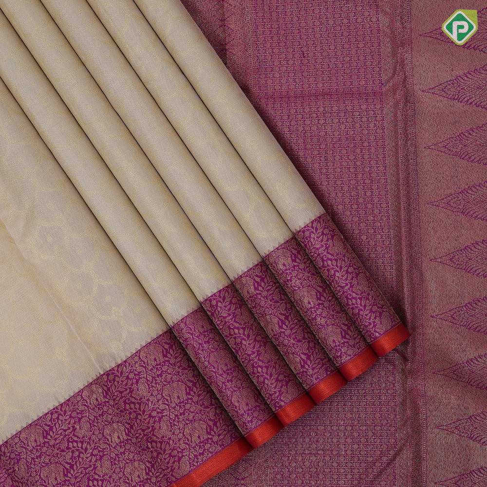 Sandal gold zari grand necklace design magenta pink silver gold zari banaras style border grand silk saree