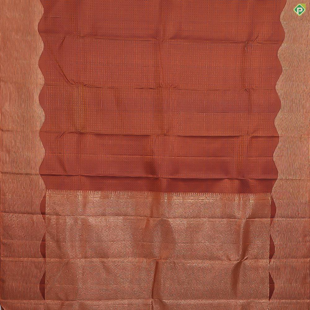 Syrup Brown With Honey Orange Silk Thread Rose Gold Zari Turning Border Bridal Silk Saree