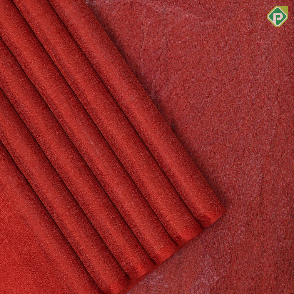 Magenta orange plain self weaved borderless kailasha pallu concept kora silk saree