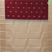 Maroon gold zari peacock fancy leaf butta design sandal gold zari rangoli design border traditional silk saree
