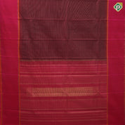 Maroon gold zari vairaoosi lines design rani pink orange and gold zari padded temple border traditional silk saree