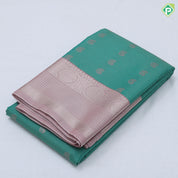 Rexona green gold zari mango butta stripes design peach silver gold zari rangoli border Art silk saree
