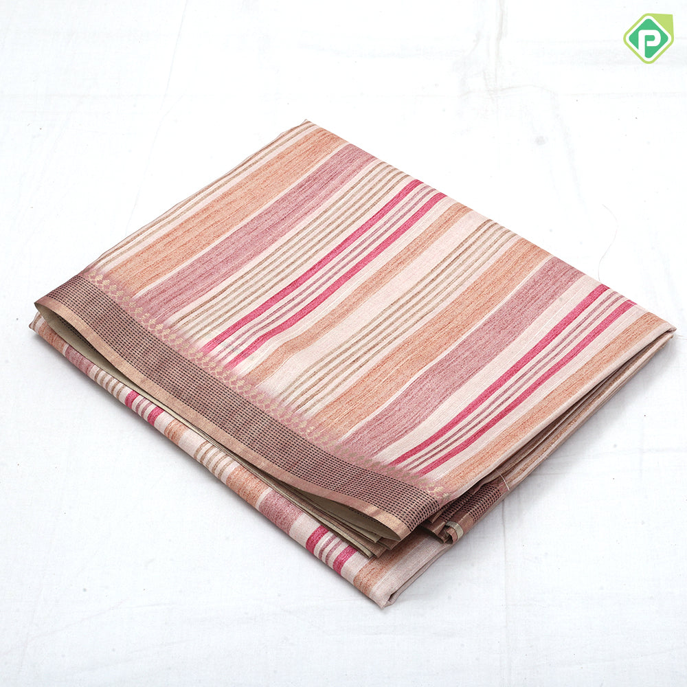 Multi color bars stripes floral pallu edge border trending fancy cotton saree