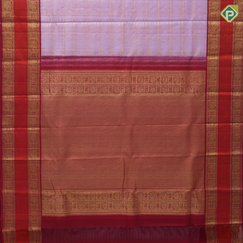 Candy pink silver gold zari thick lines and checks rani red gold zari rettapet mid orange border traditional silk saree