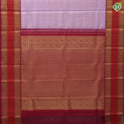 Candy pink silver gold zari thick lines and checks rani red gold zari rettapet mid orange border traditional silk saree