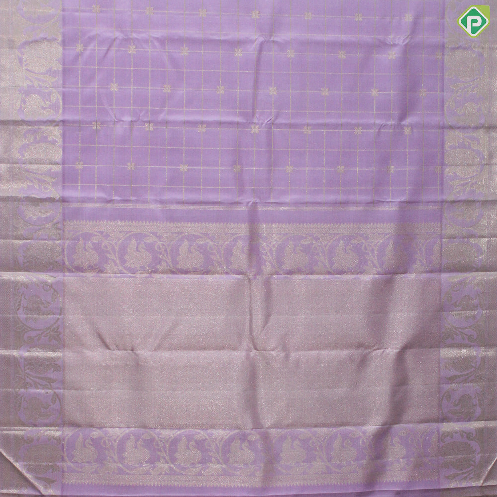 Baby Pink Silver Gold Zari Checks Self Peacock Butta Border Traditional Silk Saree