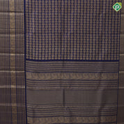 Indigo Blue gold zari peacock rudraksham full body butta self color gold zari multi design lines bridal silk saree