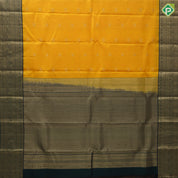 Mango yellow gold zari flying Kamdhenu butta olive green gold zari multi design line border traditional silk saree