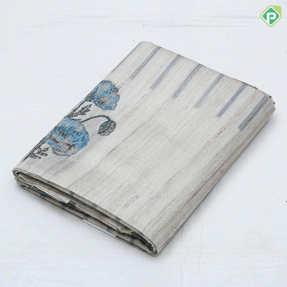 creamy sandal base multi color zari design self border fancy tissue saree