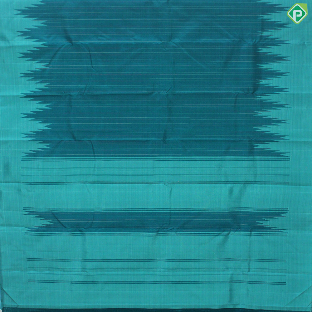 Emarald Green Multi Colour Stripes And Thazampoo Design Temple Border Traditional Silk Saree