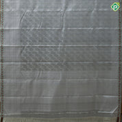 Silver grey silver zari fancy cross design self meena work edge border bridal silk saree