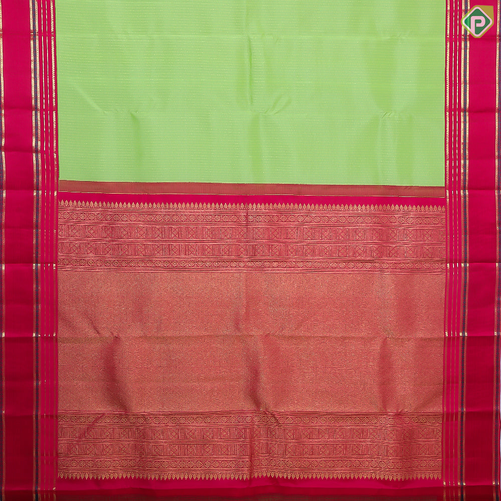 Parrot Green With Gold Zari Lines Border Trendy Designer Silk Saree