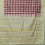 Multi color Checks Gold Zari With Cream Color Border Traditional Silk Saree