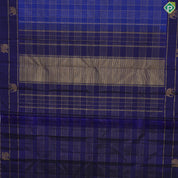 Navy Blue Gold Zari Kattam and royal blue with elephant and peacock separated lines border traditional silk saree