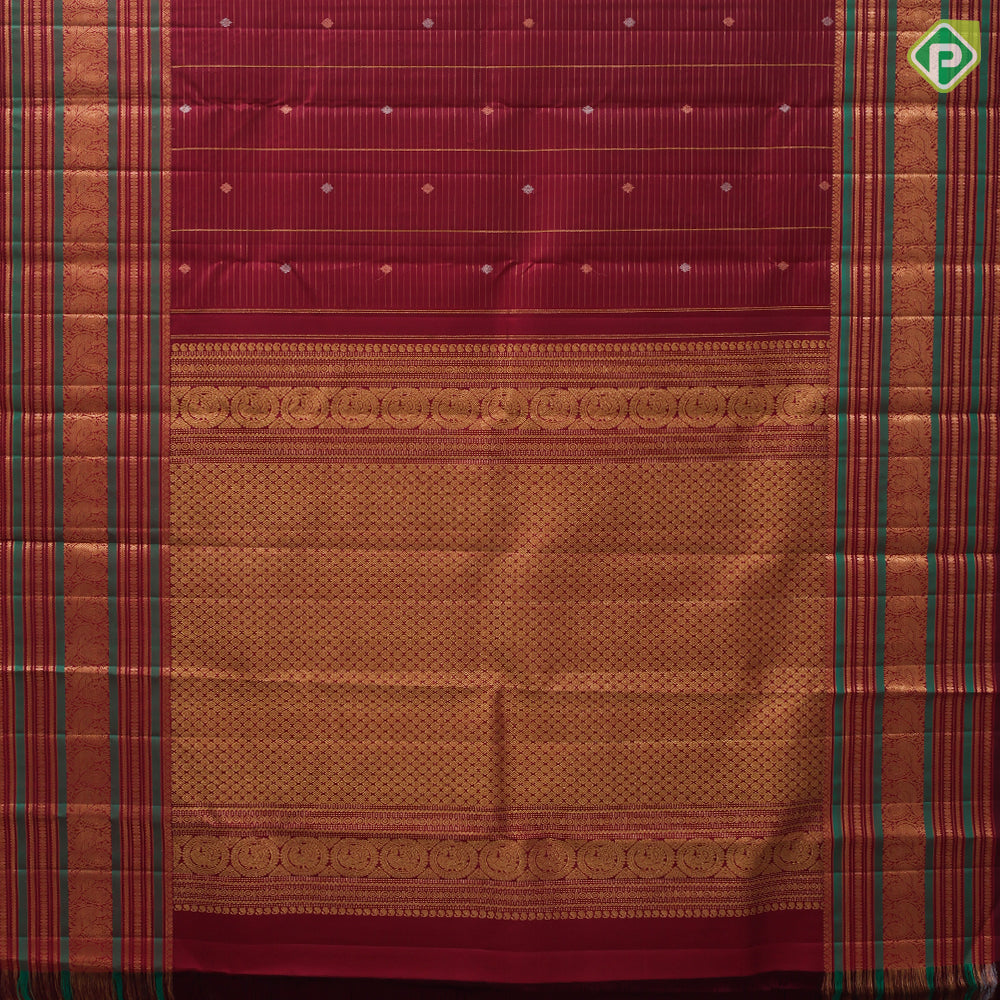 maroon gold zari lines small zari butta design self gold zari peacock butta meena work border traditional silk saree