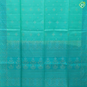 Spring green silver gold zari fancy flower butta motifs sea green silver gold zari graphic design border soft silk saree