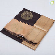 coffee brown gold zari fancy flower round butta contrast zari lines border soft silk saree