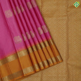 Pink gold zari vairaoosi checks fancy annam butta mustard yellow rettapet temple border traditional silk saree