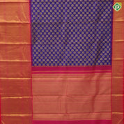 Purple blue gold zari Annam Chakkaram motifs full body rani gold zari High border bridal silk saree