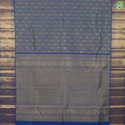 Peacock green gold zari elephant grand floral design self gold zari zig zag border grand bridal silk saree