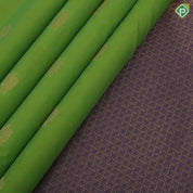 Pastel green gold zari fancy flower butta design contrast blue gold zari rettapet mid butta design art silk saree