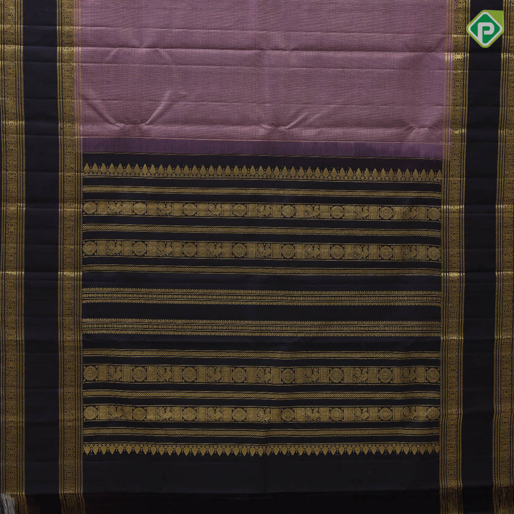 Lavender gold zari vairaoosi checks coffee brown gold zari rettapet border vintage traditional silk saree