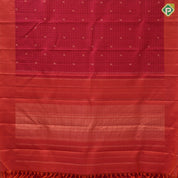 Rani red copper zari butta orange thread checks contrast orange zari vairaoosi plain border traditional silk saree