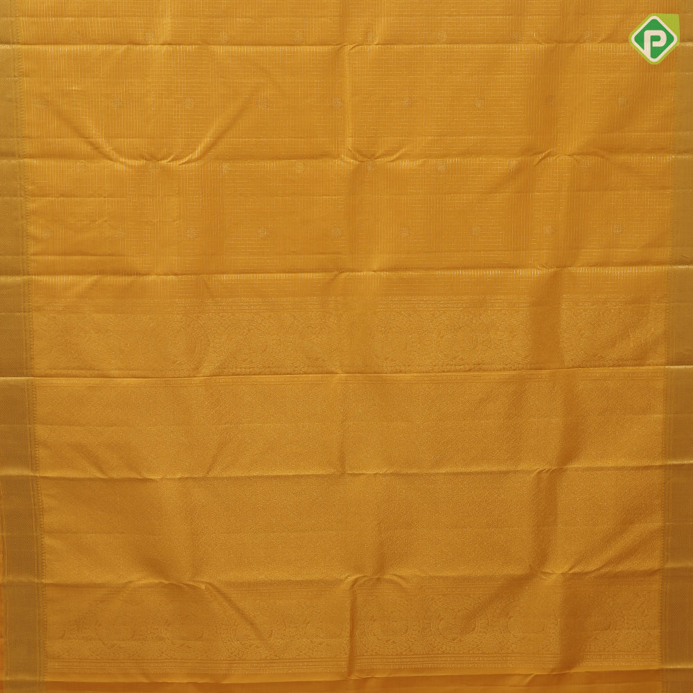 Golden mustard gold zari vairaoosi zari kattam buta self gold zari mayilkan border traditional silk saree