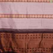 Light Onion Pink With Chocolate Brown Waves Lines Borderless Trendy Designer Silk Saree