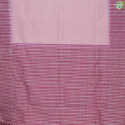 Peach Plain full body weaved design contrast pink with which checked border Traditional silk saree